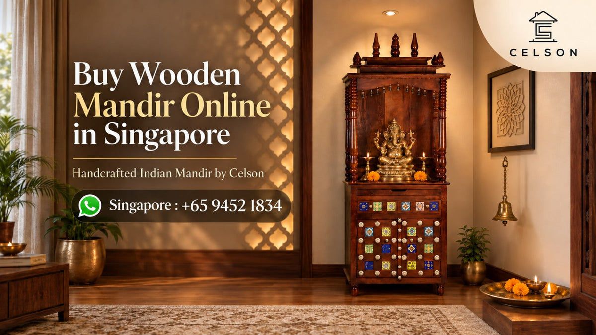 Buy Wooden Mandir Online in Singapore | Handcrafted Indian Mandir by Celson