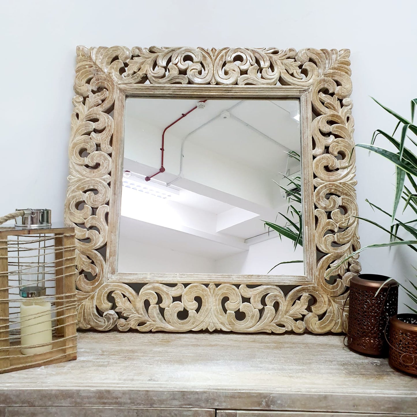 Jane Hand Carved Wodden Mirror