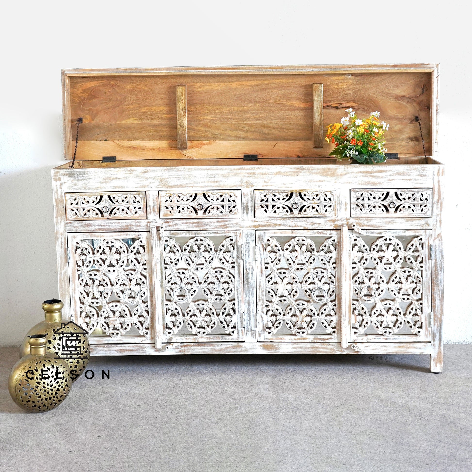 Robin Carved Wooden TV Cabinet