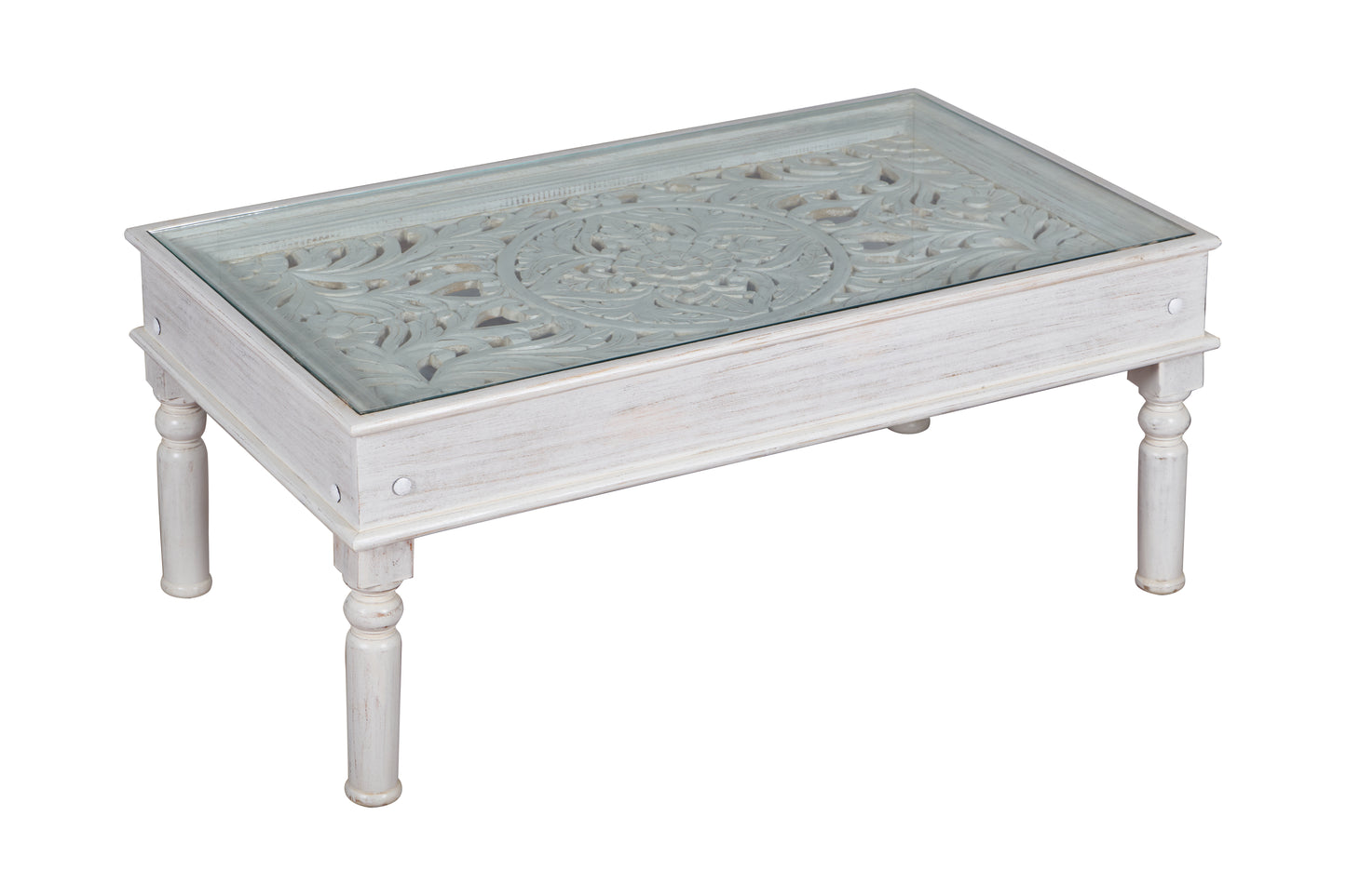 Lily Wooden Carved Coffee Table