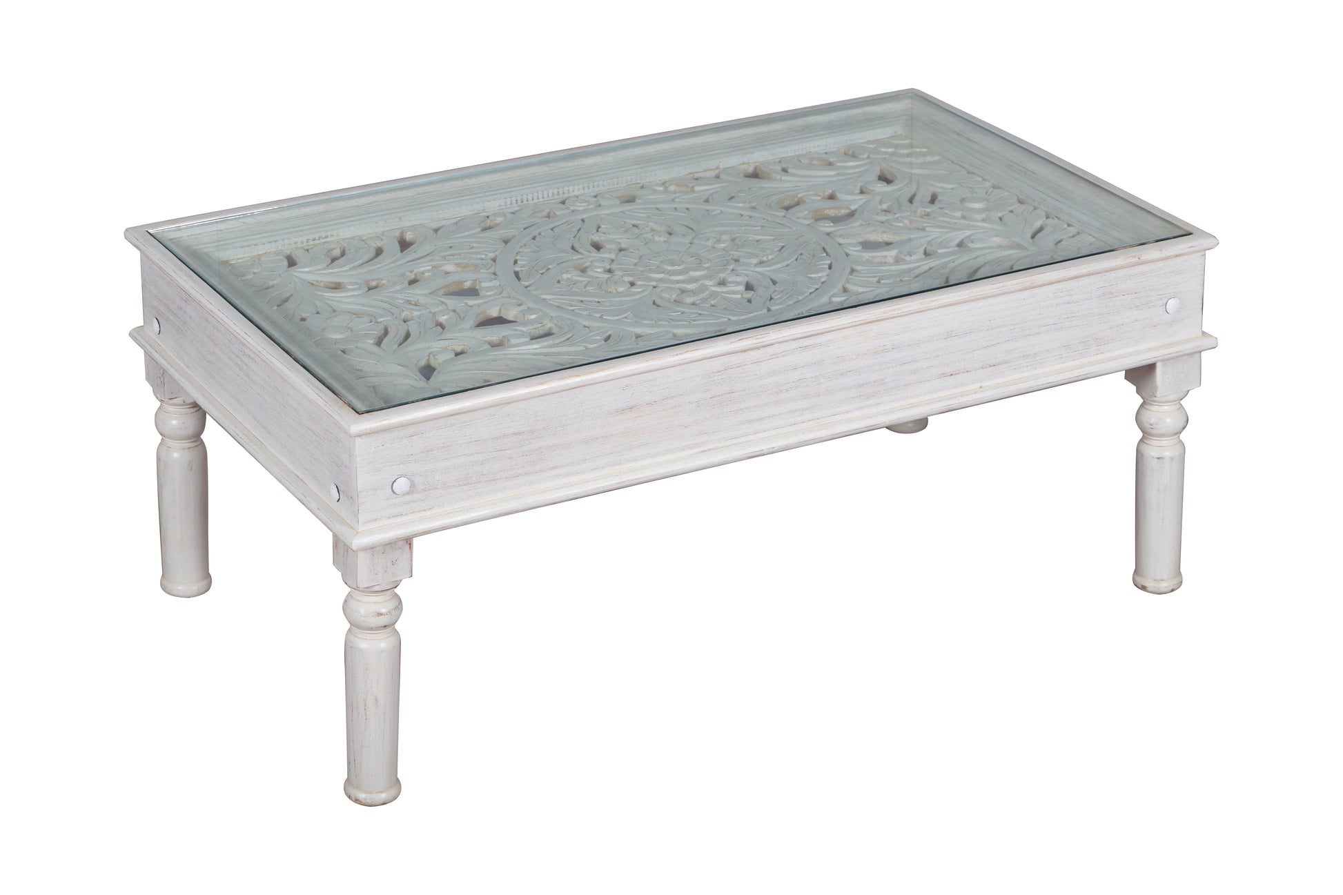Lily Wooden Carved Coffee Table