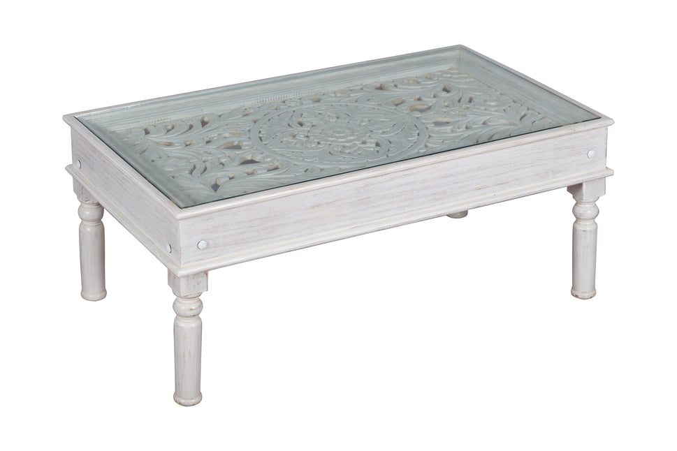 Lily Wooden Carved Coffee Table