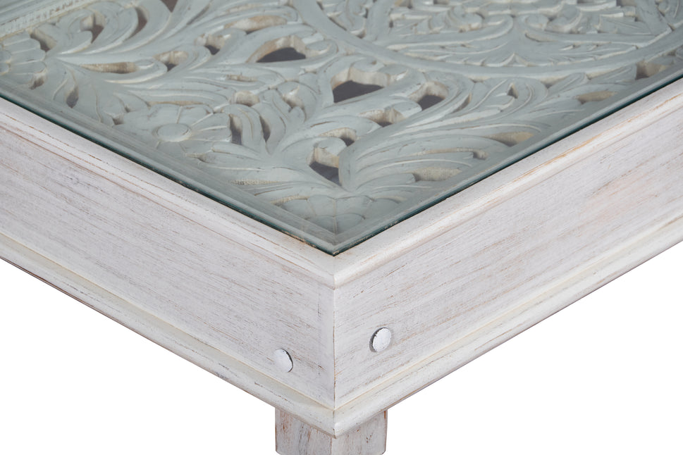 Lily Wooden Carved Coffee Table
