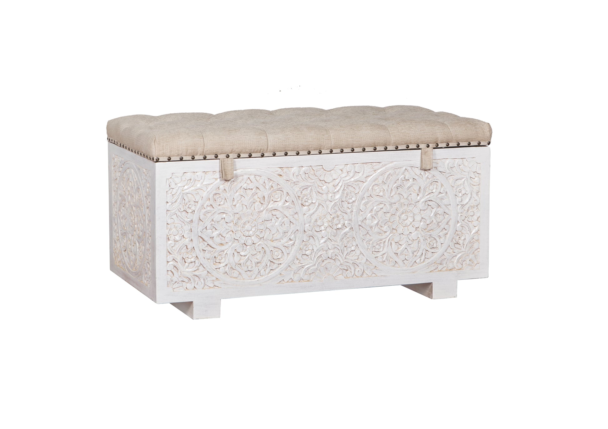 Jaden Wooded Carved Storage Trunk