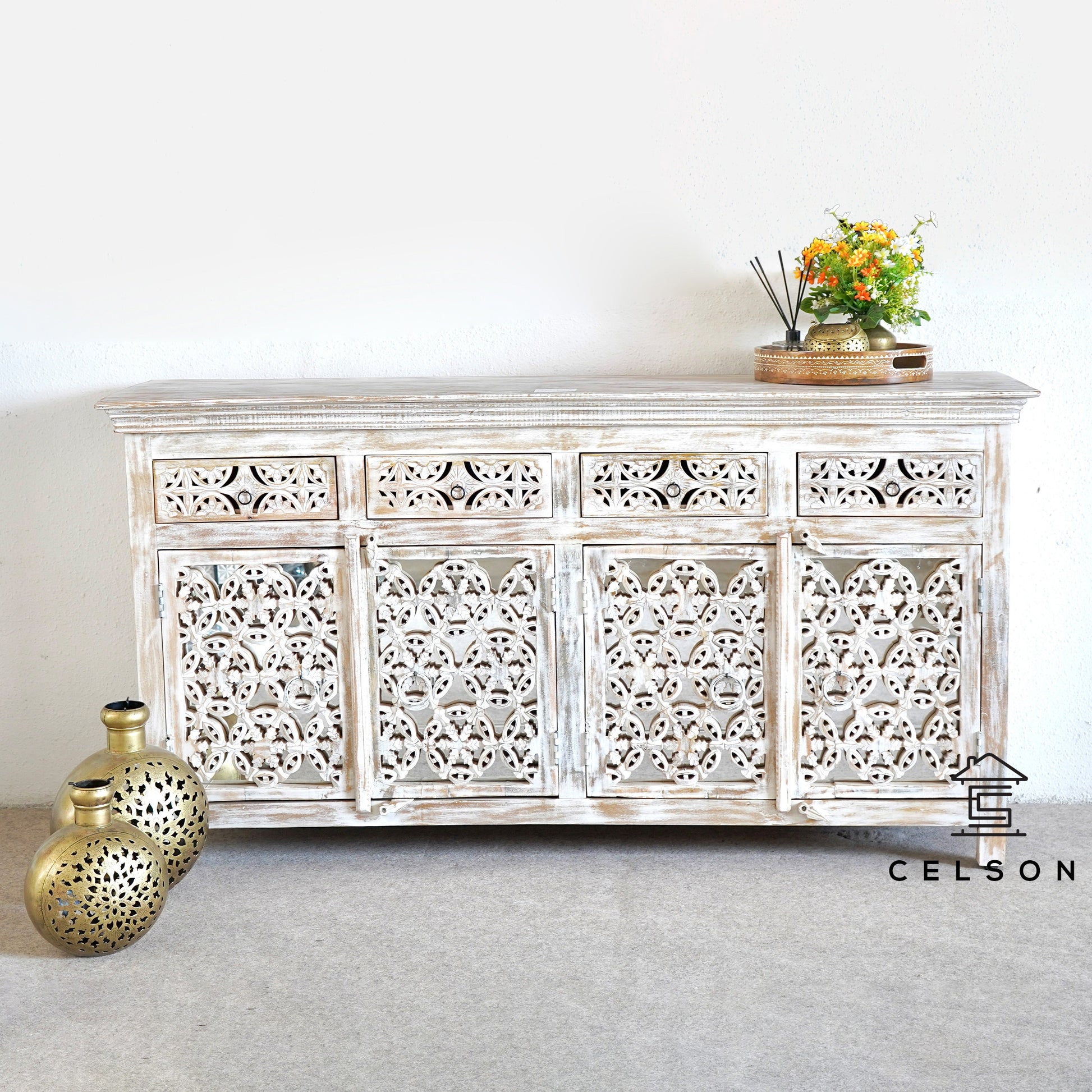 Robin Carved Wooden TV Cabinet