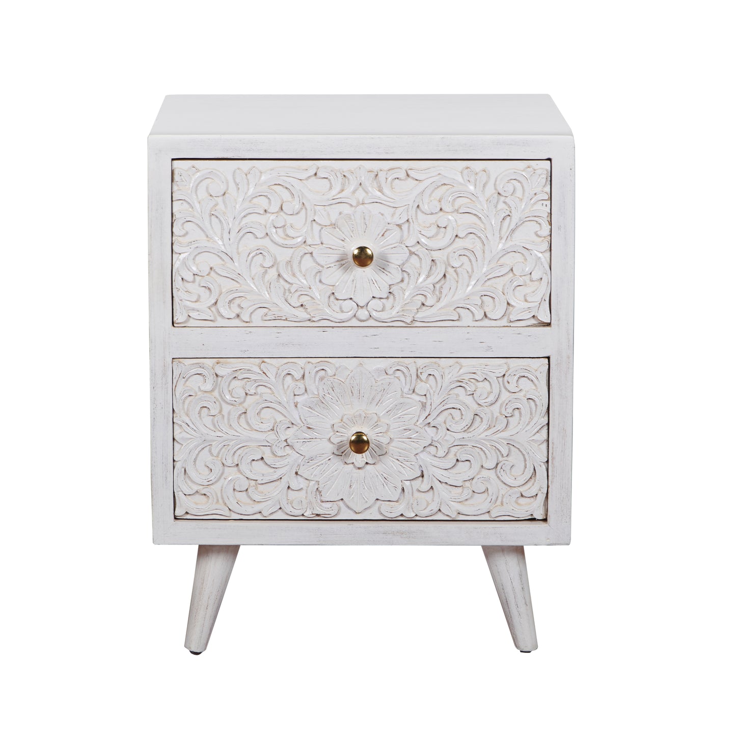 Noel Hand Carved Wooden Bedside