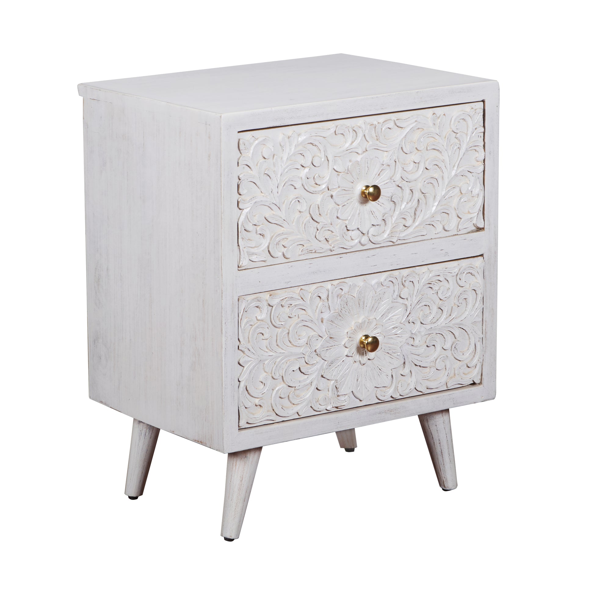 Noel Hand Carved Wooden Bedside