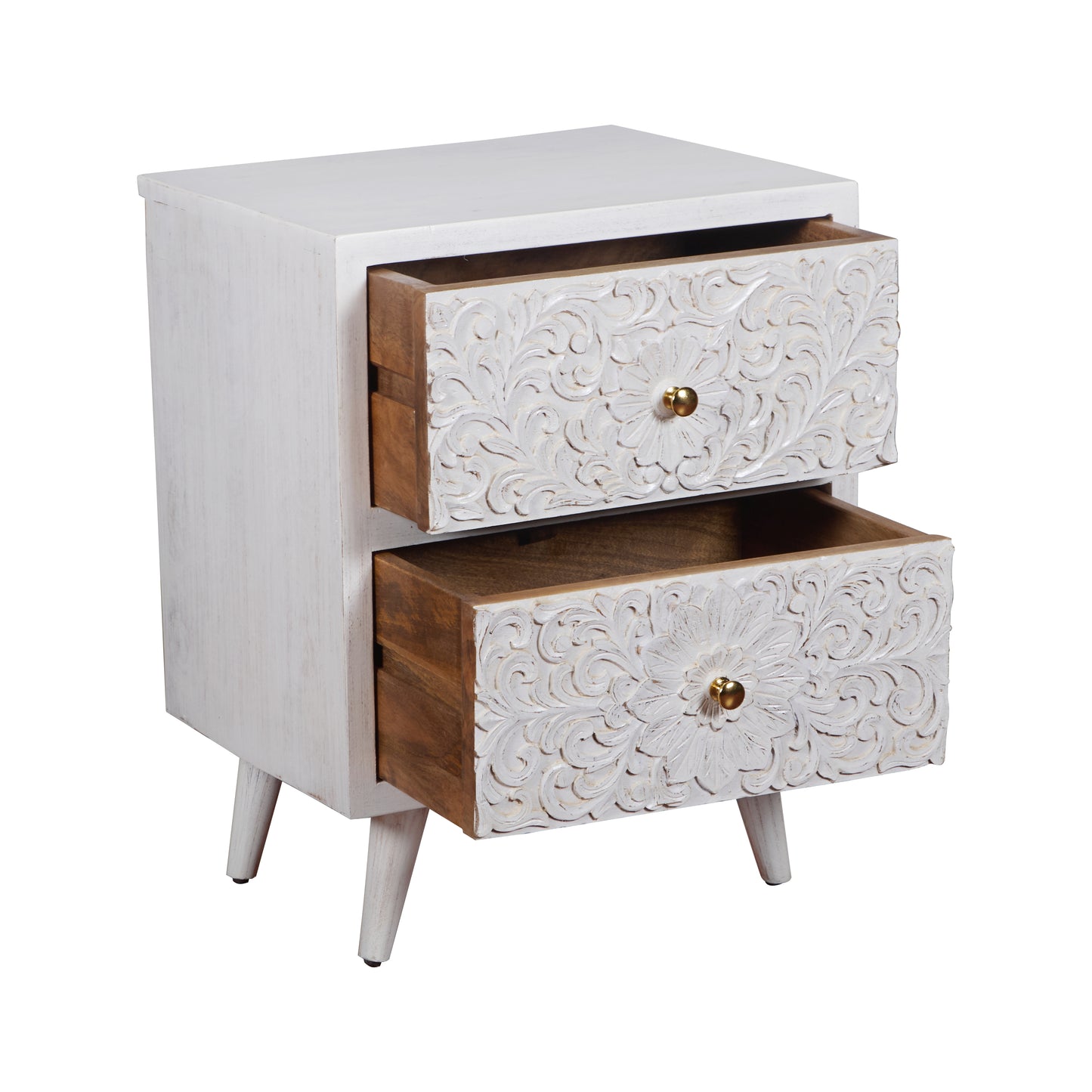 Noel Hand Carved Wooden Bedside