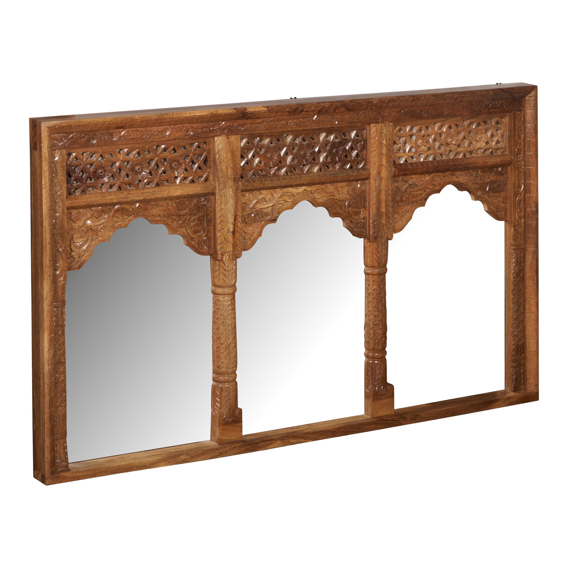 Mahi Hand Carved Wooden Arch Mirror