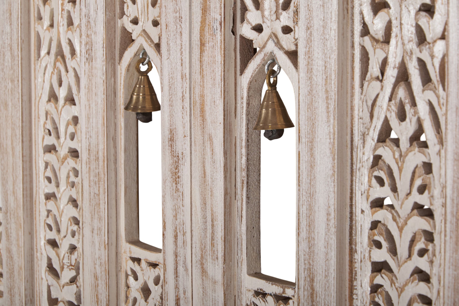 Akira Hand Carved Room Divider with Brass bells