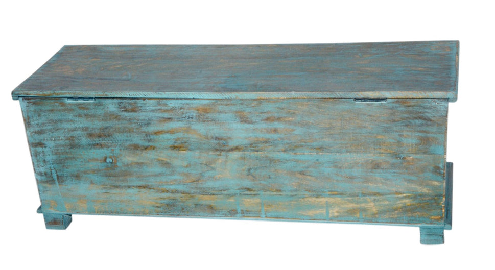 Hannah Carved Wooden Coffee Storage Trunk