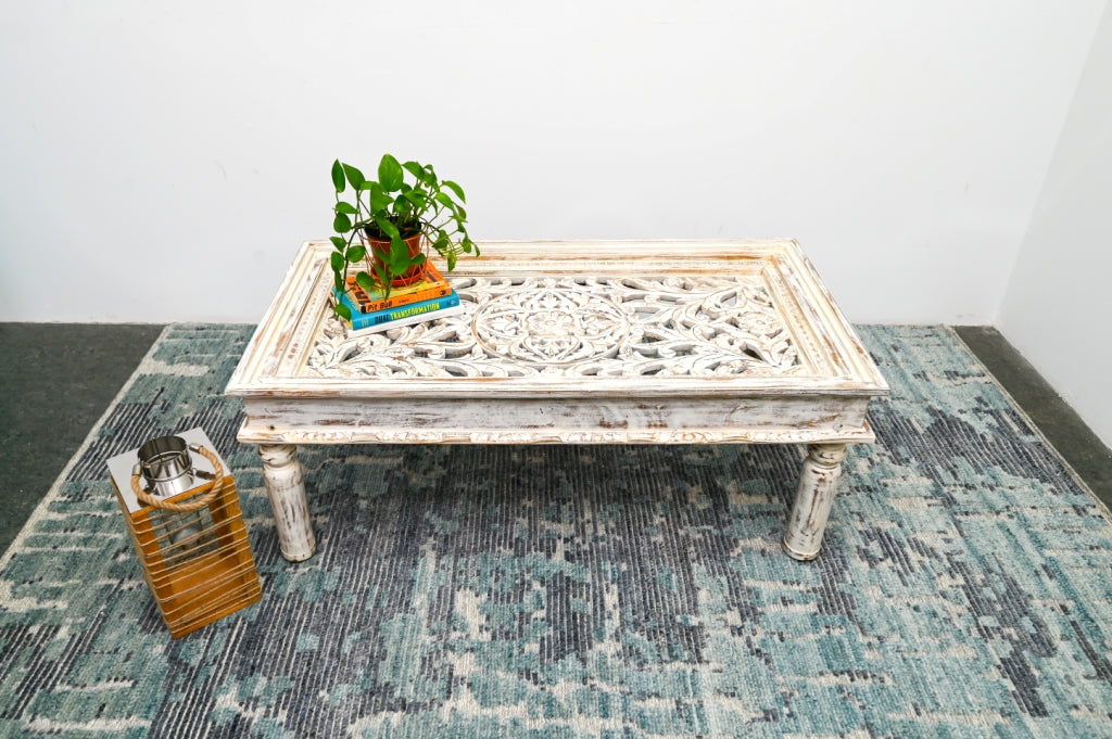 Lily Wooden Carved Coffee Table