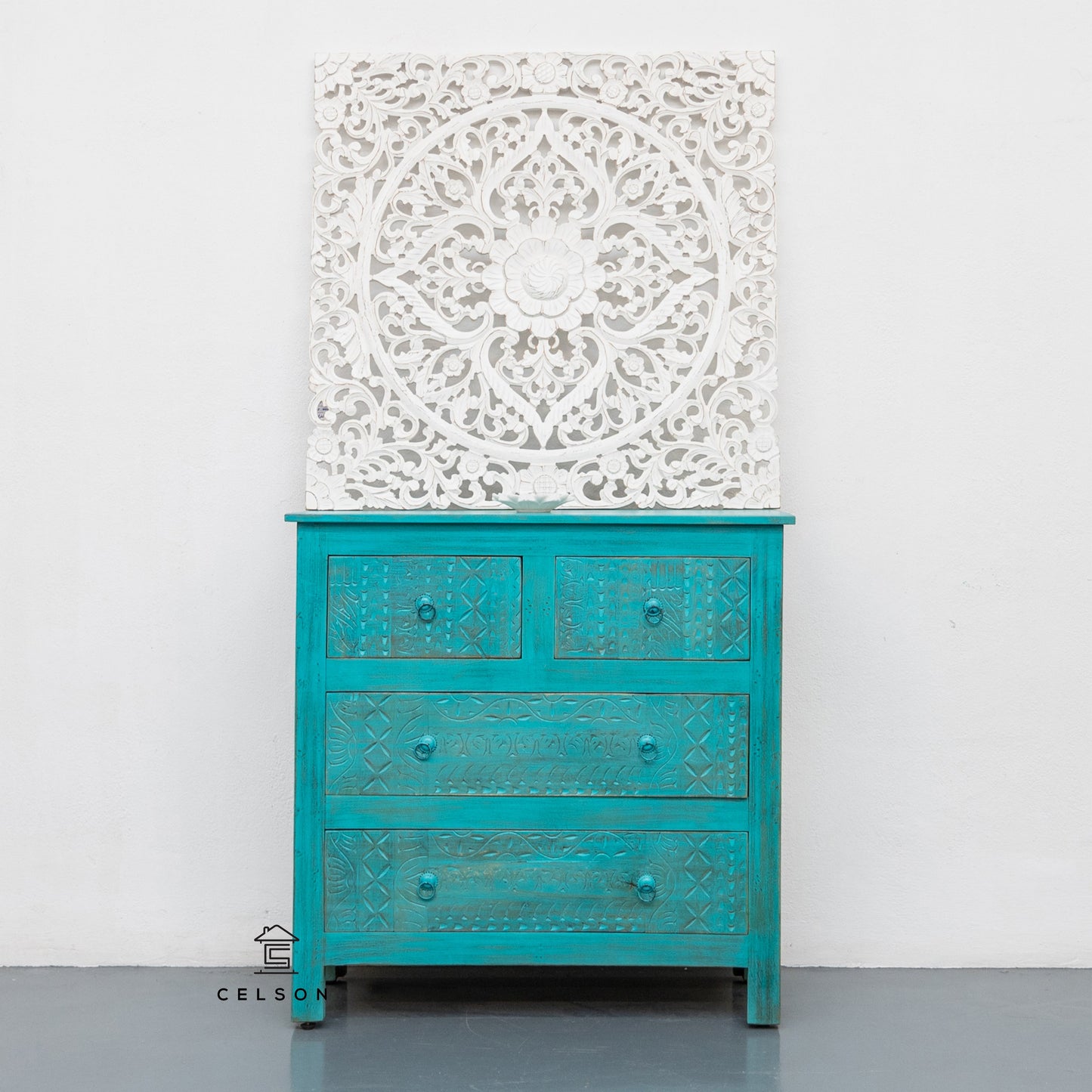 Liva Carved Wooden Chest of Drawer