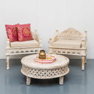 Switch Terisa Indian Wooden Hand Carved Arm Chair with Cushion Seat 2 image