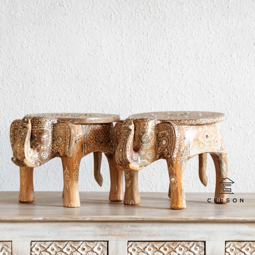 Aby Wooden Elephant Side Table