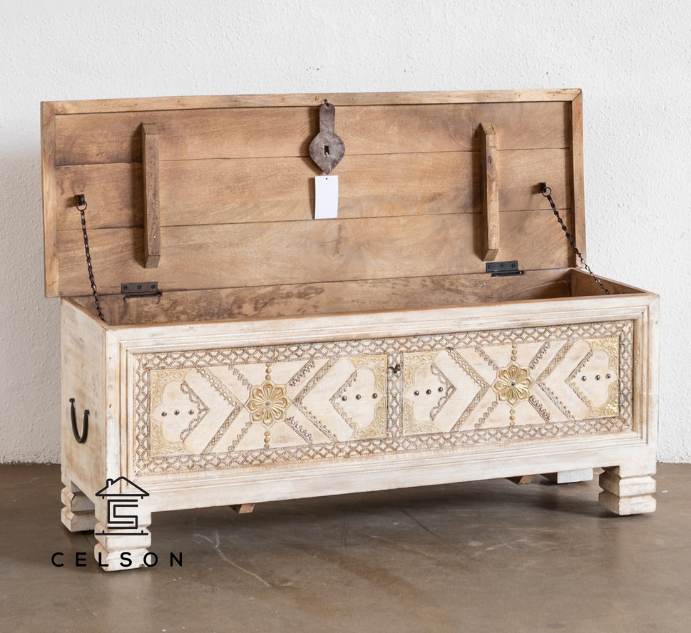 Cibu Carved Wooden Storage Trunk