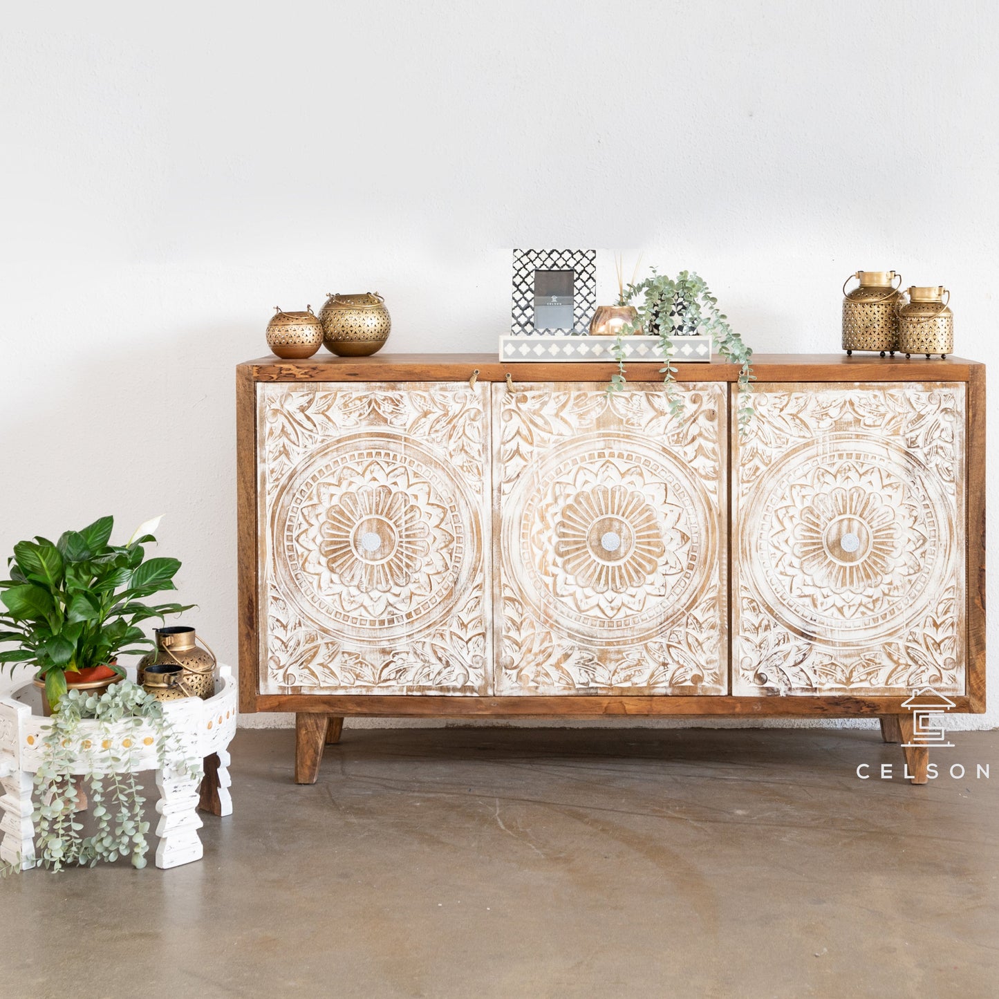 Heidi Hand Carved Wooden Sideboard