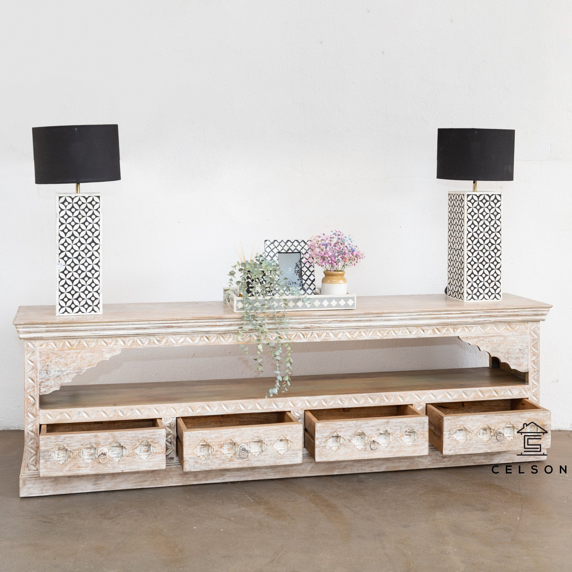 Jenn Hand Carved TV Cabinet