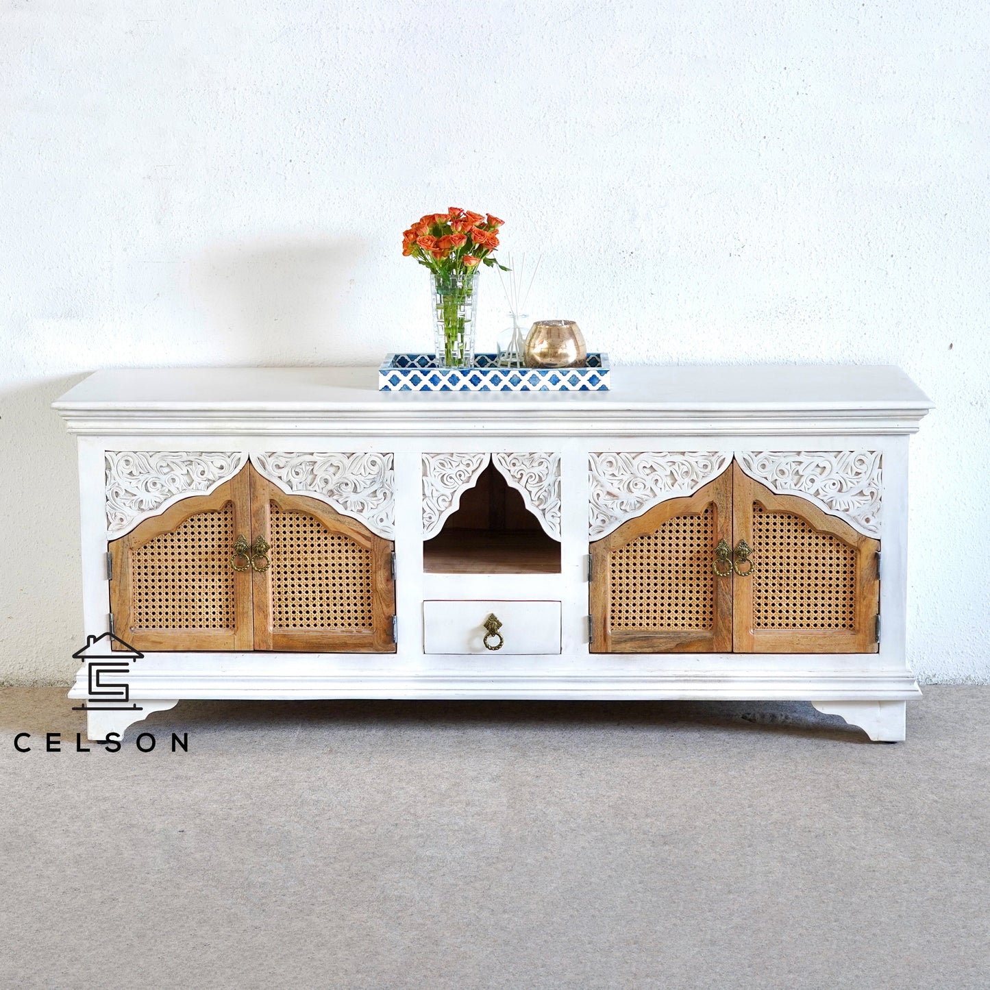 Isabelle Carved Wooden TV Cabinet