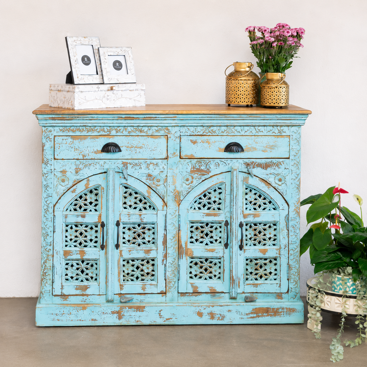 Anouk Carved Wooden Cabinet