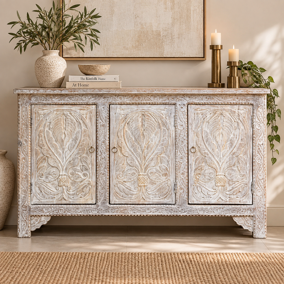 Remi Hand Carved Wooden Sideboard