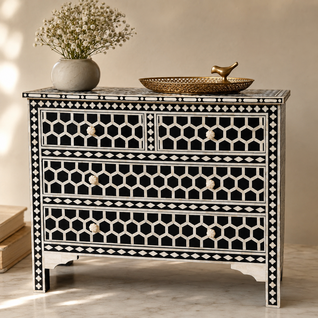 Kat Bone Inlay chest of Drawer