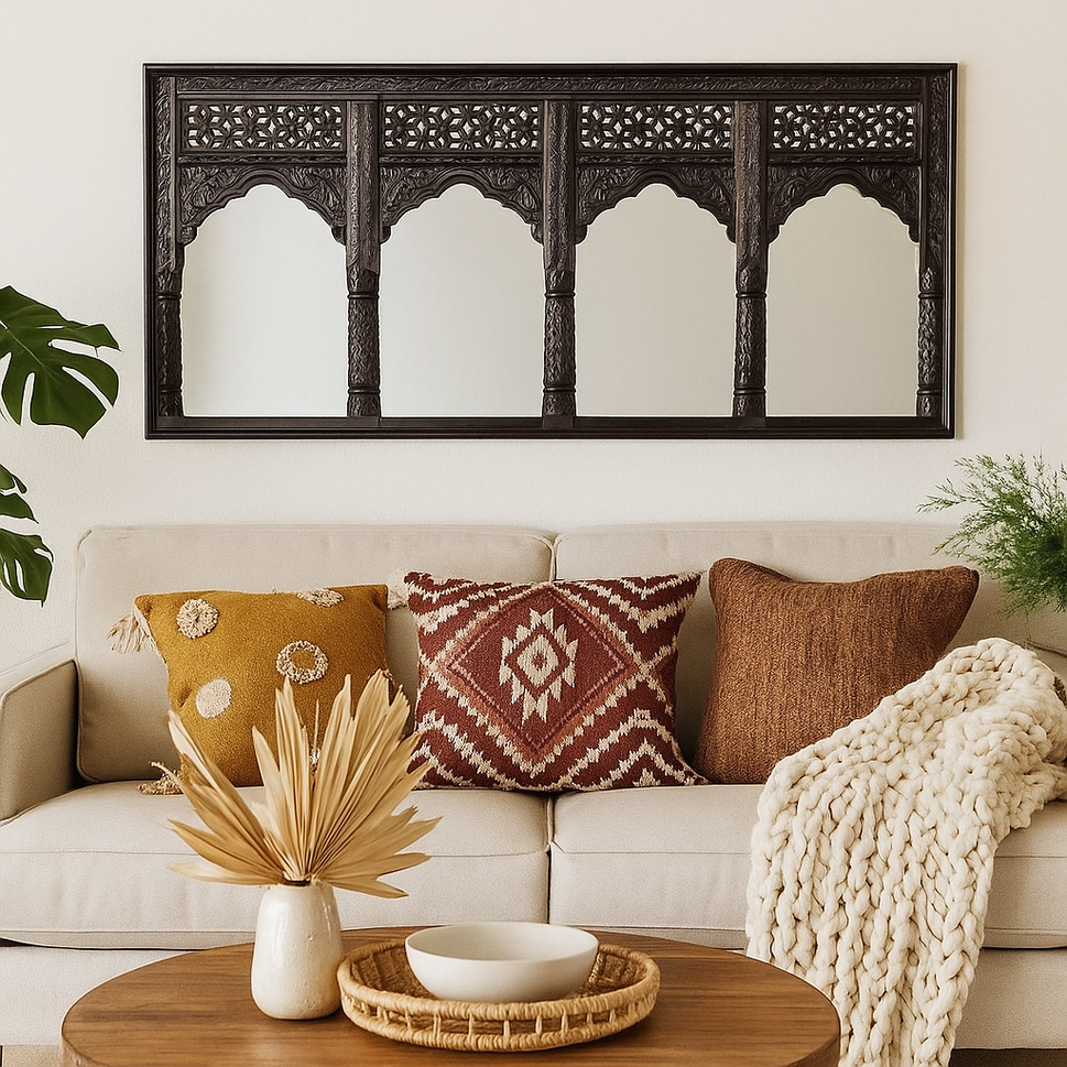 Laxmi Hand Carved Wodden Mirror