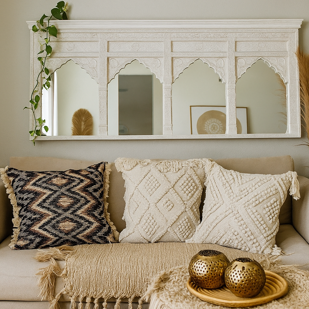 Meera Hand Carved Wooden Mirror