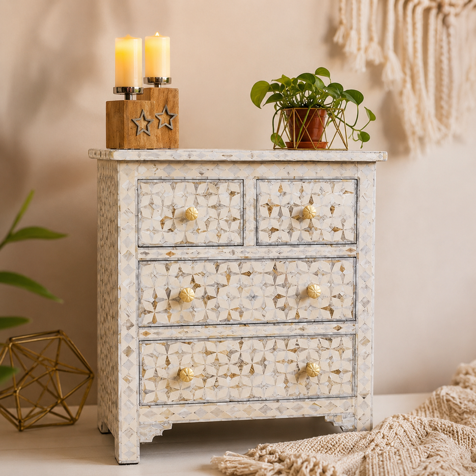 Brian Mother of Pearl Inlay Chest of Drawer