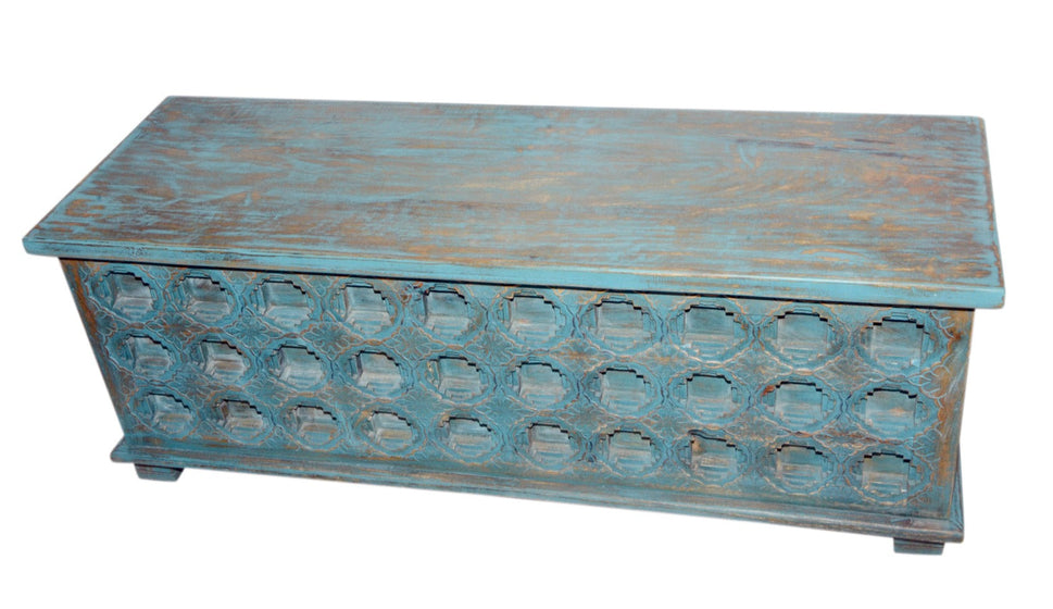 Hannah Carved Wooden Coffee Storage Trunk