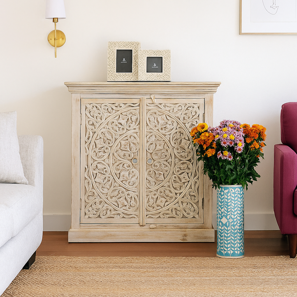 Russel Carved Wooden Chest