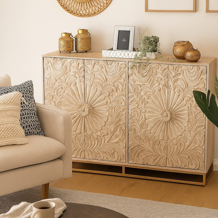 Jade Carved Side Board