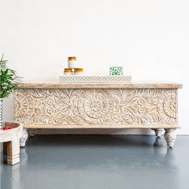 Pike Carved Wooden Storage Trunk