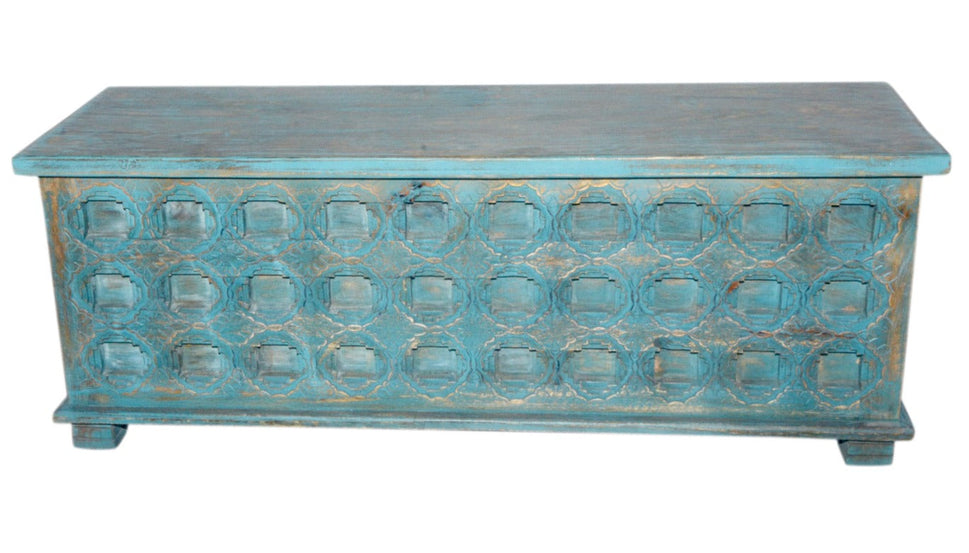 Hannah Carved Wooden Coffee Storage Trunk