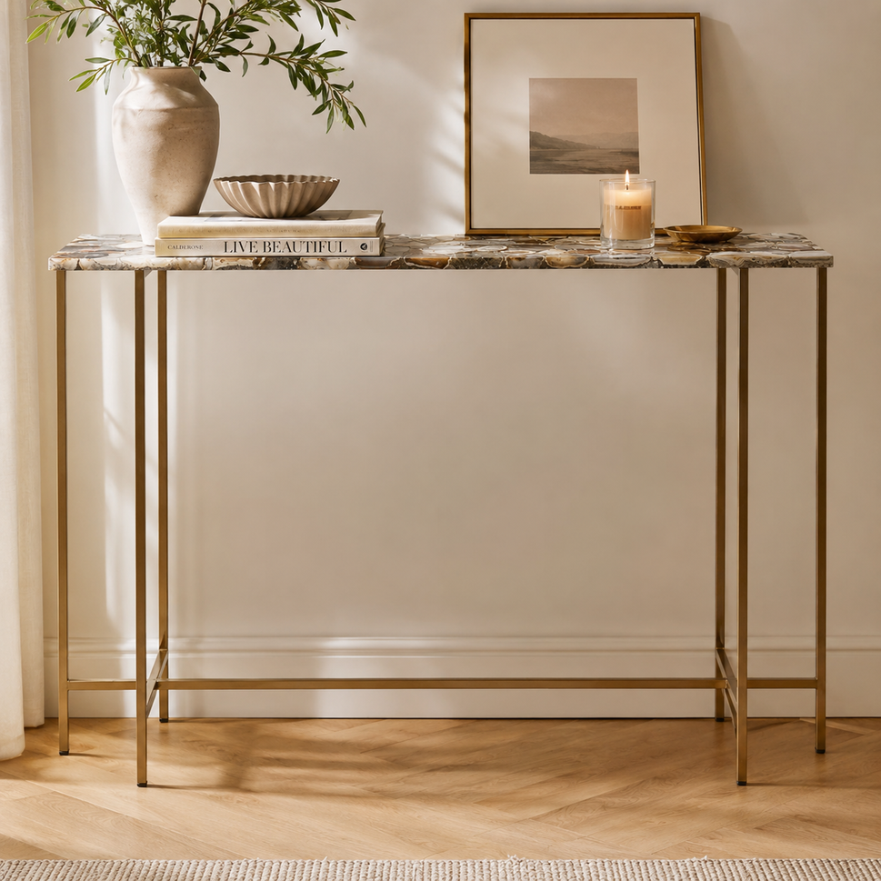 Gilly Console Table with Agate Top