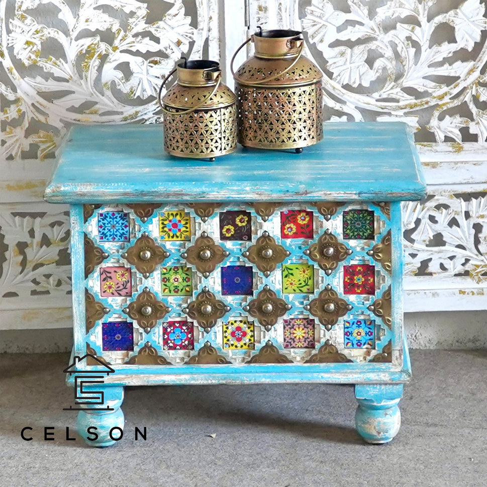 Zoya Carved Tile Storage Trunk