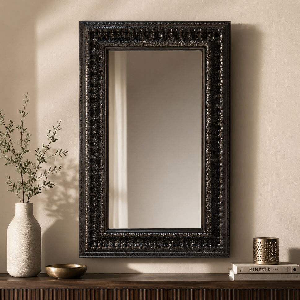 Jace Hand Carved Wooden Mirror