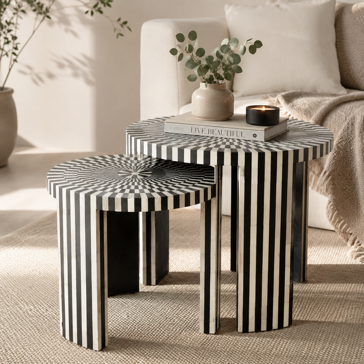 Naina Bone Inlay Nesting Coffee Table