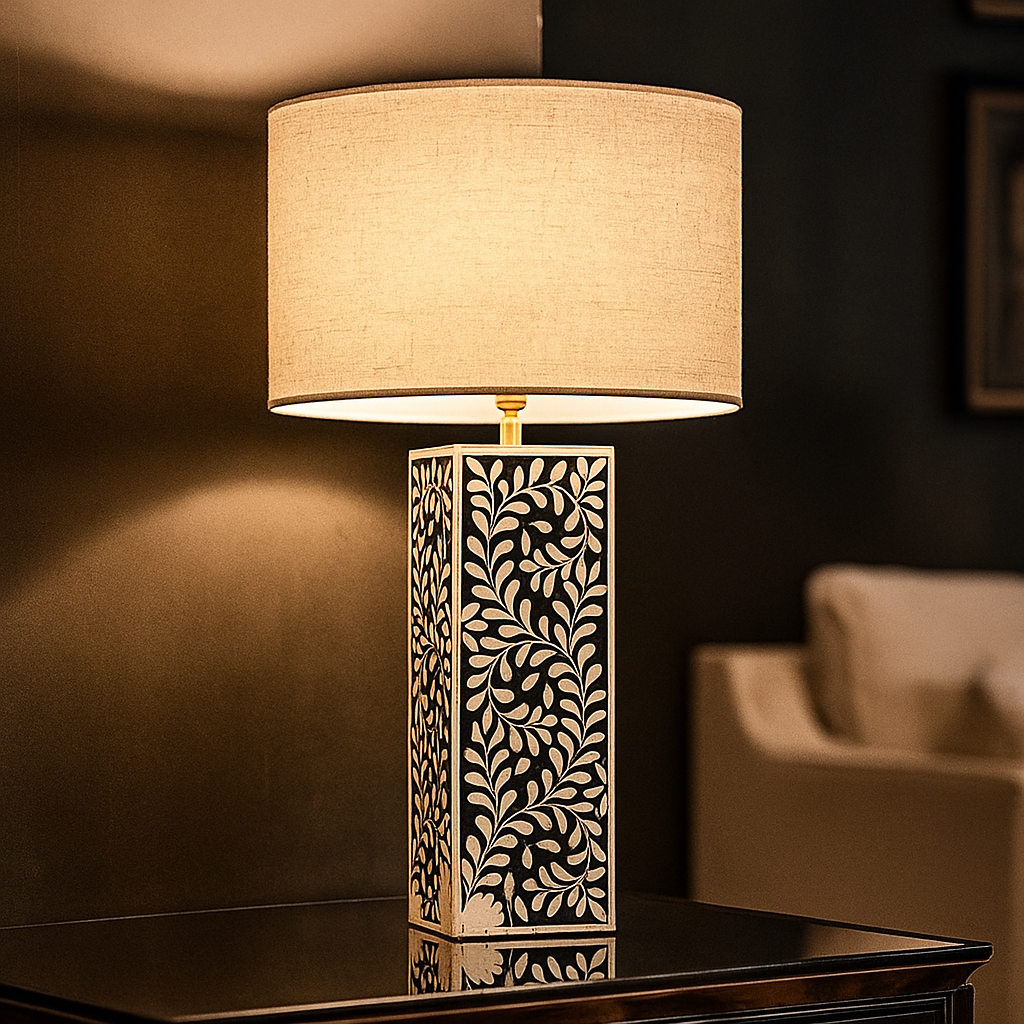 Lauren Bone Inlay Lamp with Shade