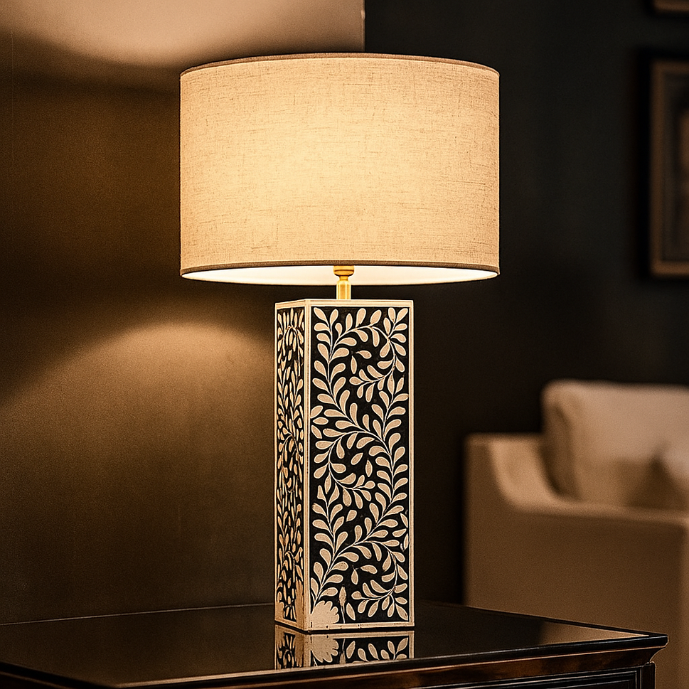 Lauren Bone Inlay Lamp with Shade