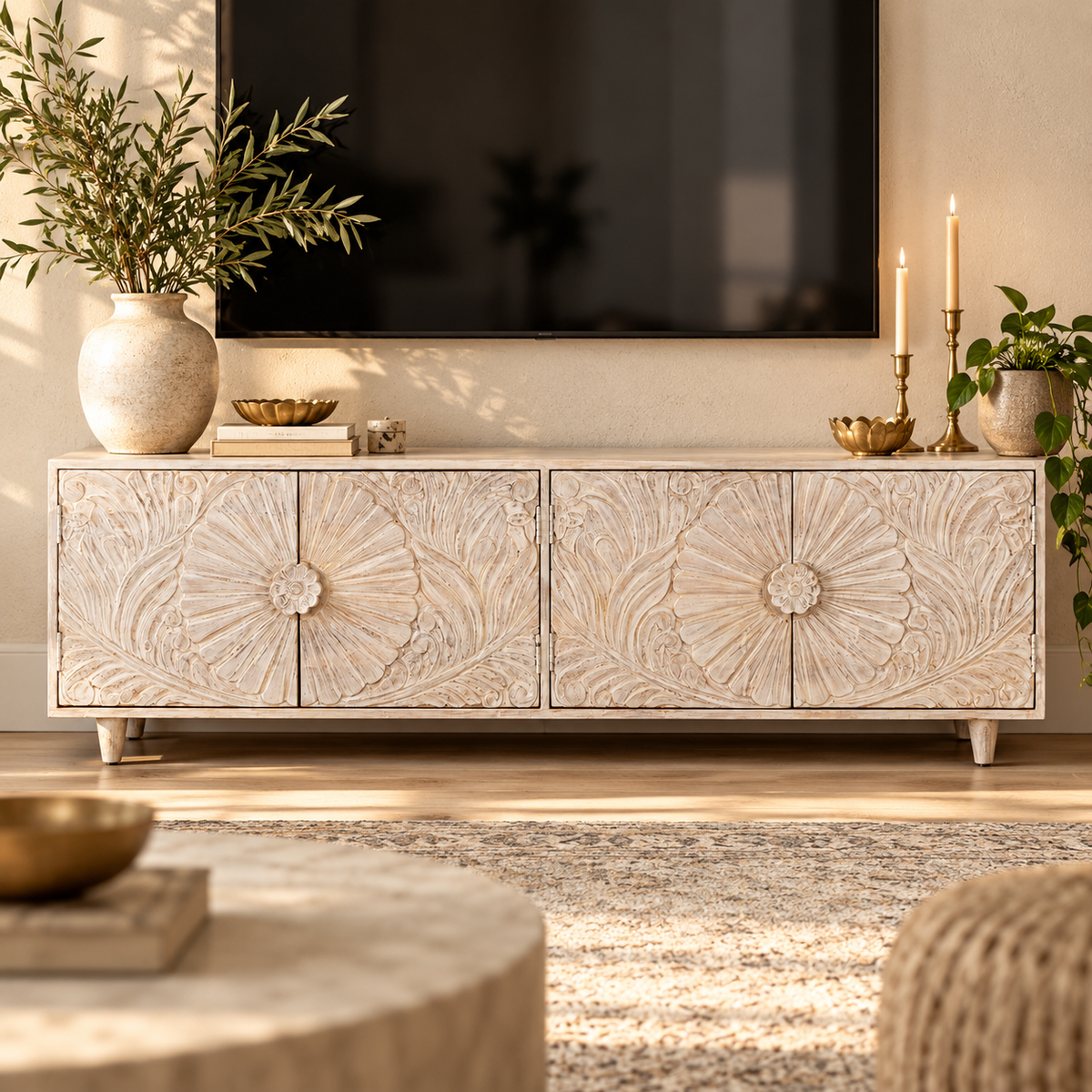 Mecca Hand Carved TV Cabinet
