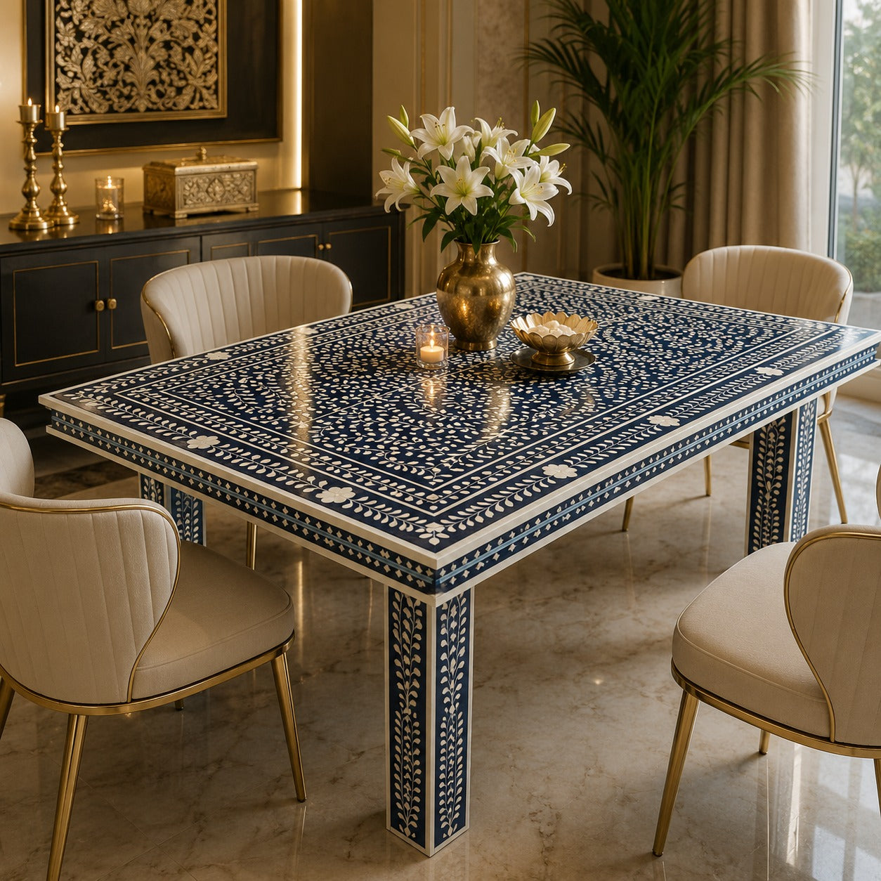 Vyoma Bone Inlay Dining Table