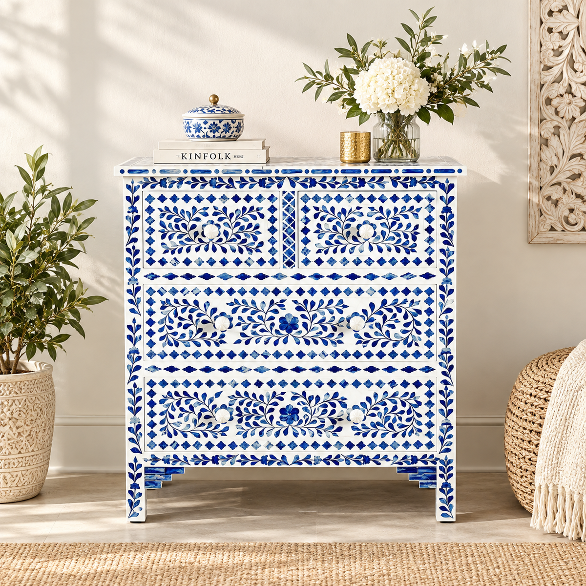 Elaya Bone Inlay Chest of Drawer
