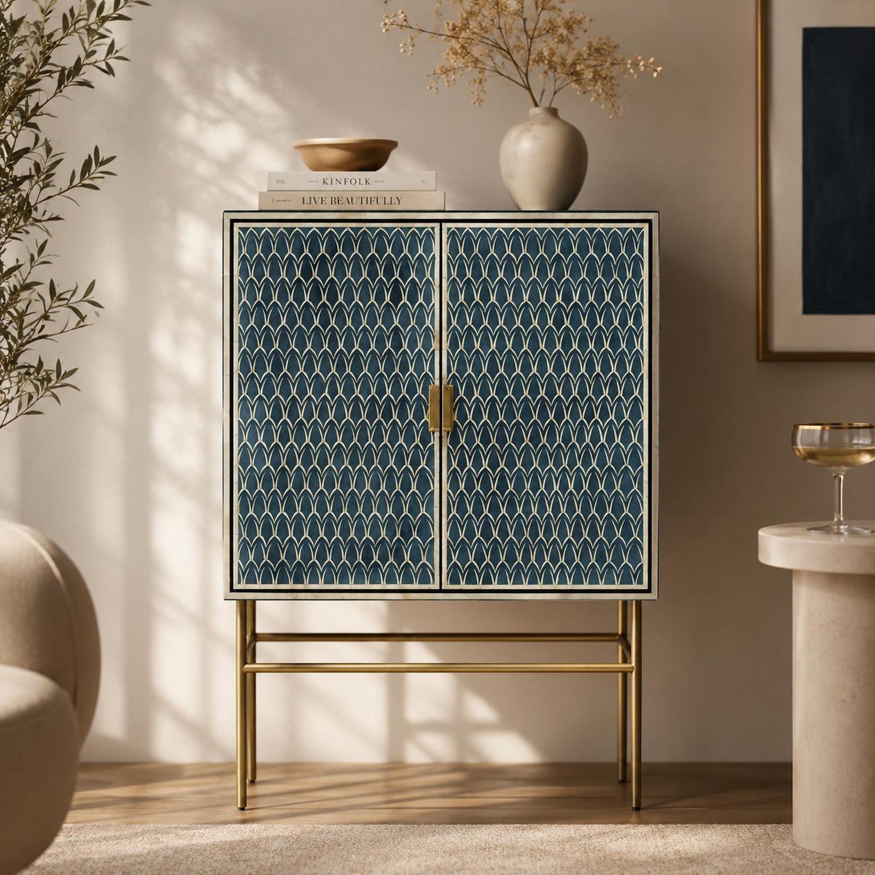 Avrex Bone Inlay Bar Cabinet