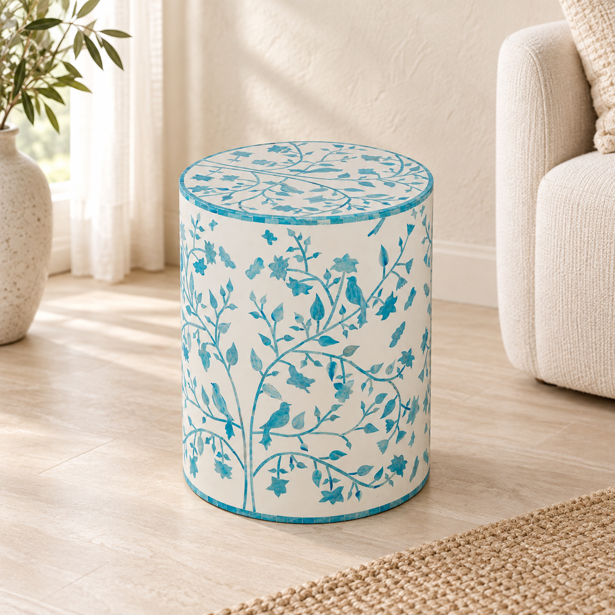 Antika Bone Inlay Stool