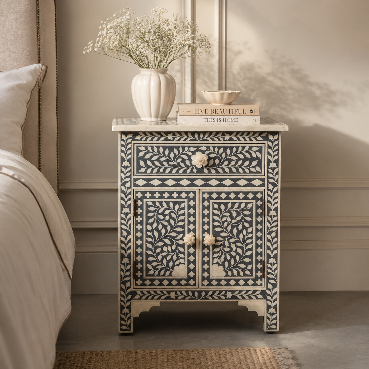 Kathryn Bone Inlay Bedside