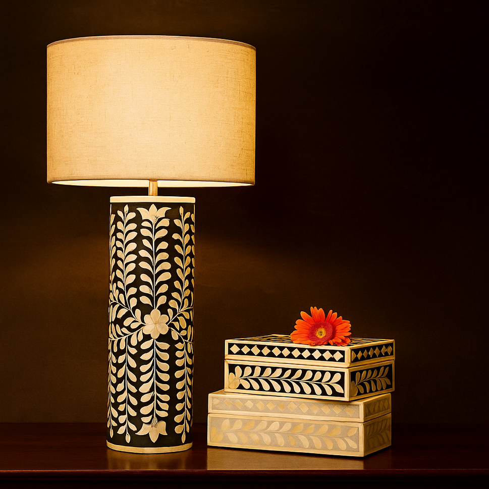 Miechell Bone Inlay Lamp with Shade