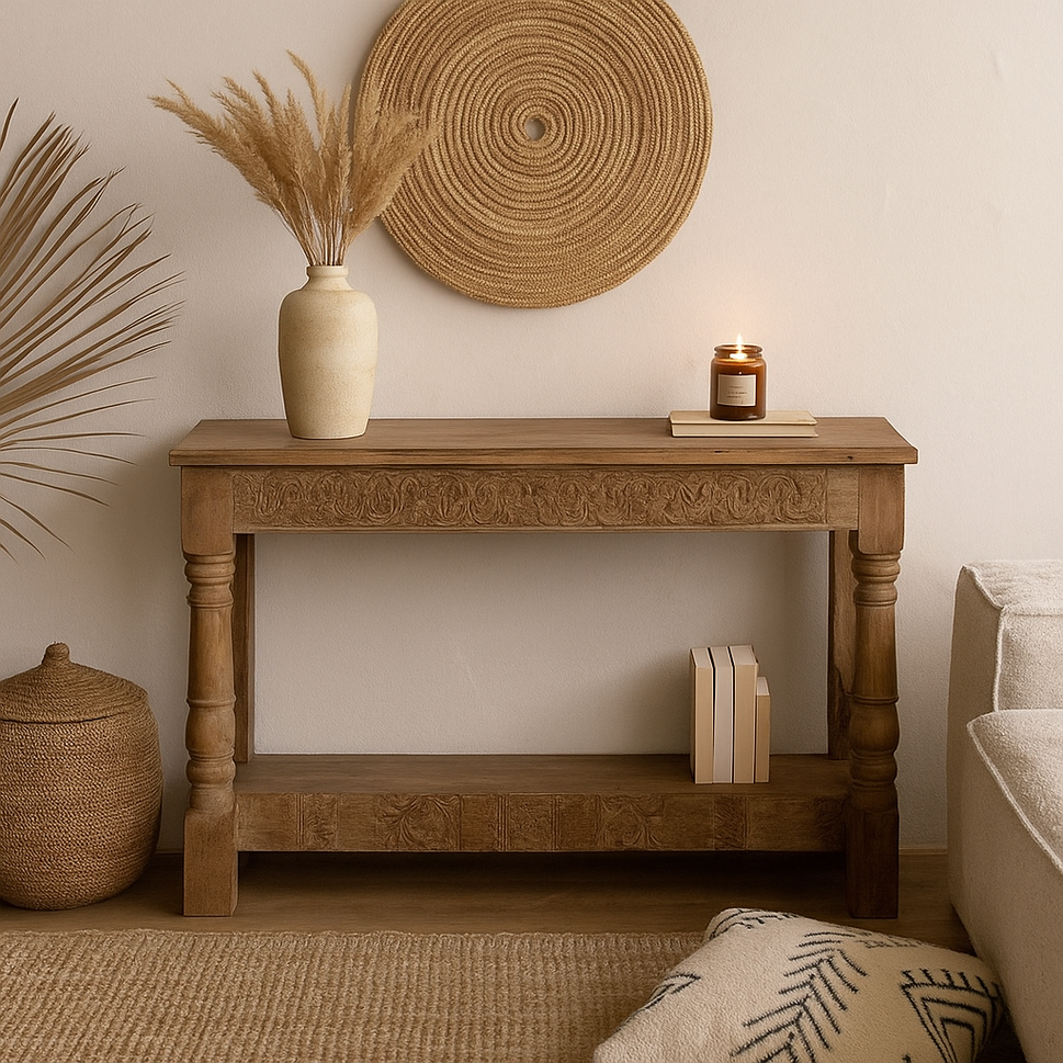 Rathore Hand Carved Wooden Console Table