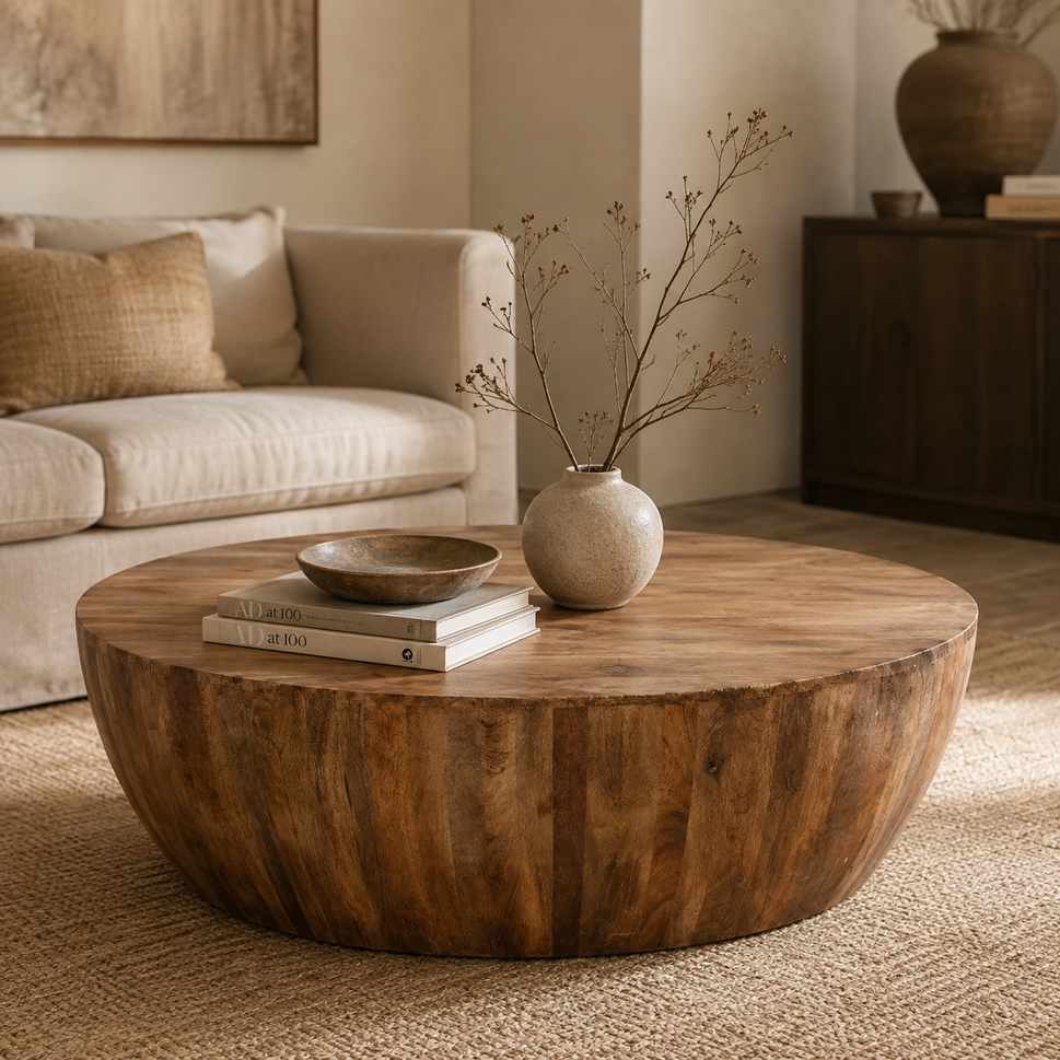 Rolleston Wooden Drum Coffee Table