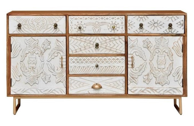 Riva Hand Carved Wooden Side Board